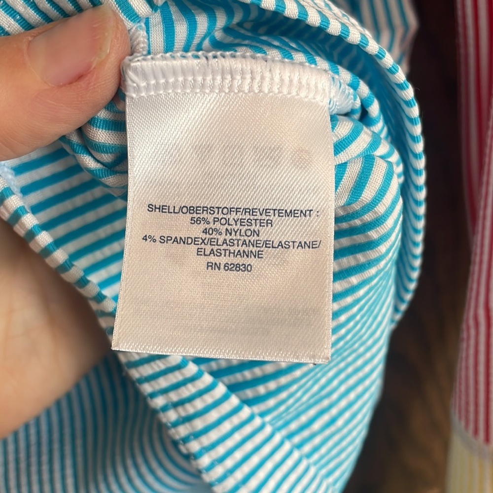 Lands' End Red and White Striped Swim Rash Guard - Picture 3 of 4